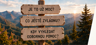 Rozcestník s otázkami o zátěži a odborné pomoci
