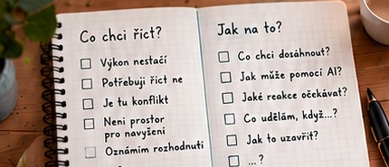 Zápisník s přípravou na náročný rozhovor